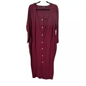 Lane Bryant Dress Womens Size 18/20 Long Sleeve Ribbed Button Front Maxi